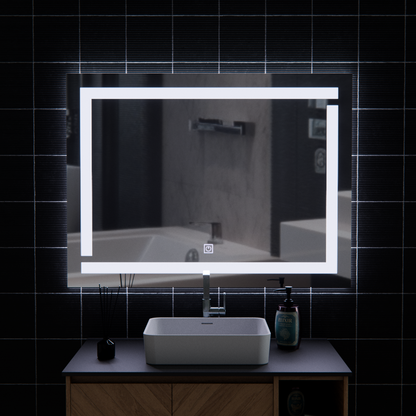 Lustro Giga LED, 80x60cm, srebrne, dotykowe, światło 6000K