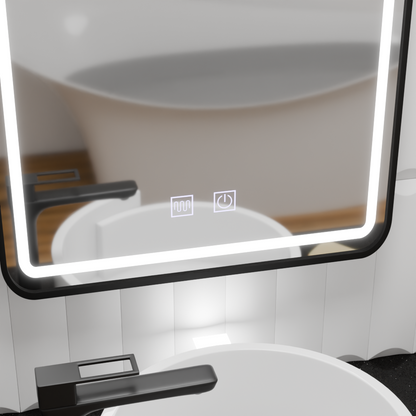 Lustro prostokątne LED 90x75cm Edge LUMINOUS Touch Defog System, czarna rama