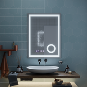 Manfred Touch LED Mirror Defog System, zegar i temperatura 60x80 cm Lupa kosmetyczna