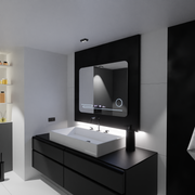 Prostokątne lustro LED 80x60cm Fortaleza MotionGlow Marcello Defog System Termometr i zegar Ściemnialna lupa kosmetyczna 