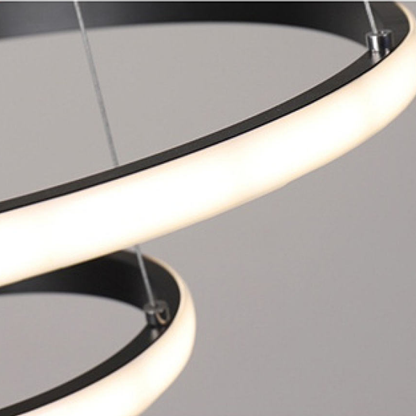 Żyrandol wiszący LED RICCI 45W, 3 okręgi, światło zimne/ciepłe/neutralne, czarny, regulowana wysokość