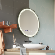 Lustro Otto Touch LED z systemem przeciwmgielnym, zegarem i temperaturą 80 cm, szczotkowana czarna rama