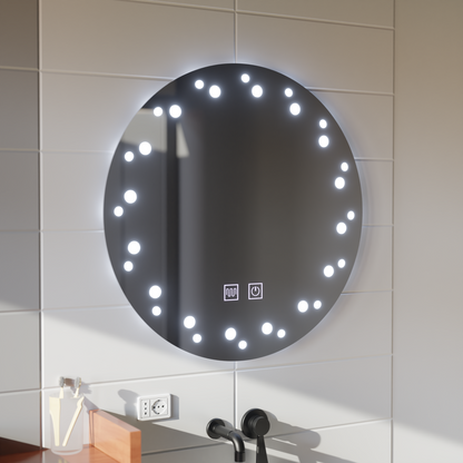 Lustro LED w kolorze kości słoniowej, system odmgławiania, średnica 60 cm, światło zimne 6000 K