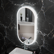 Owalne LED lusterka, 50 x 100 cm, czujnik Lucia Marcello, system rozmrażania, zegar i termometr, Dokryty