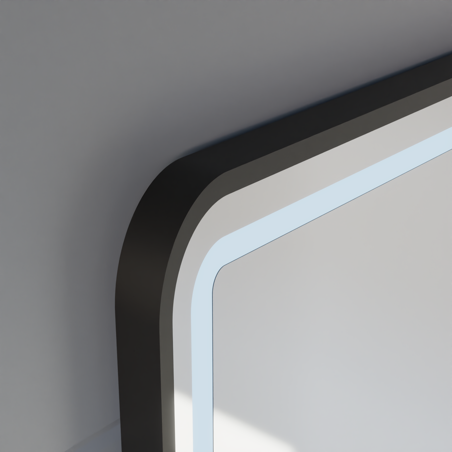 Lustro LED Gerhard Touch z systemem przeciwmgielnym, zegarem i temperaturą 60x80 cm, szczotkowana czarna rama