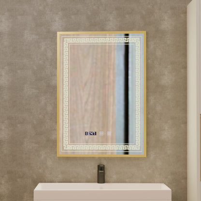 Lustro Bruno Touch LED z systemem przeciwmgielnym, zegarem i temperaturą 60x80 cm Rama szczotkowana srebrna