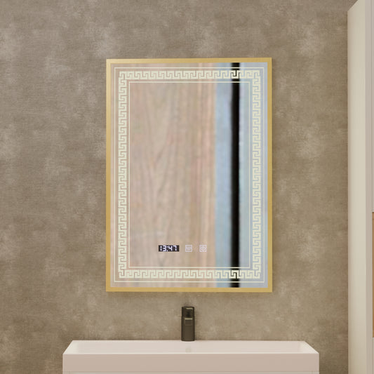 Lustro Bruno Touch LED z systemem przeciwmgielnym, zegarem i temperaturą 60x80 cm Rama szczotkowana srebrna