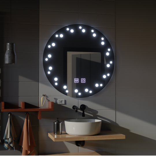 Lustrzany system odmgławiania LED w kolorze kości słoniowej 50X50cm Lustra Korman E Domyślny tytuł Alessandro Design