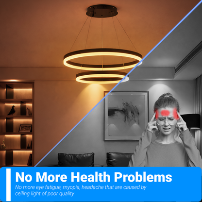 Zawieszany żyrandol LED z pilotem CASIANA 40W, 2 koła, światło zimne/ciepłe/neutralne 3000K/4000K/6000K, możliwość przyciemniania, czarny, regulowana wysokość, metal i akryl