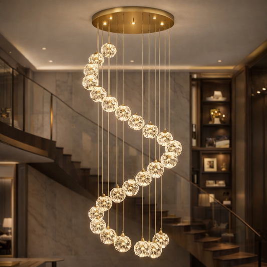 Żyrandol kryształowy LED KILKENNY Culmino, 144 W, światło neutralne, średnica 60 cm, kolor złoty
