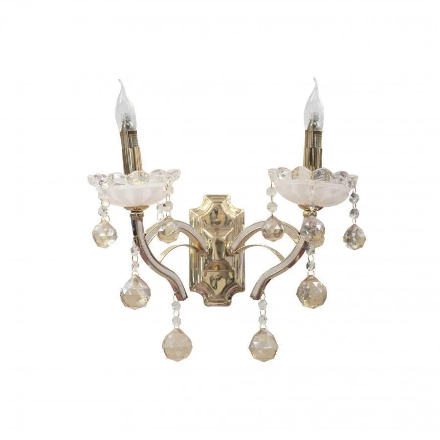 Lampa ścienna Carol, 2*E14, złoto, metal i kryształ