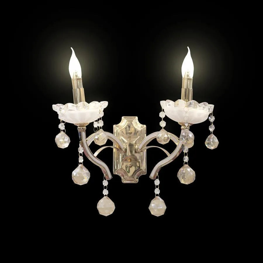 Lampa ścienna Carol, 2*E14, złoto, metal i kryształ