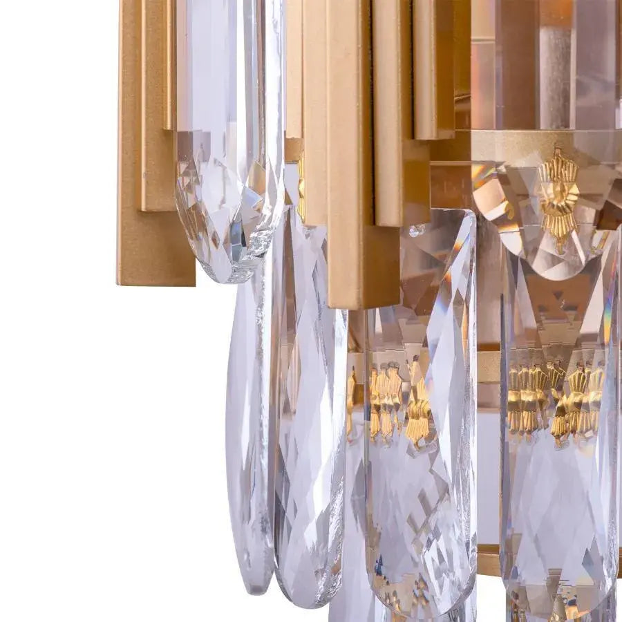 Lampa ścienna Hanna, 2*E27, złoto, metal i kryształ