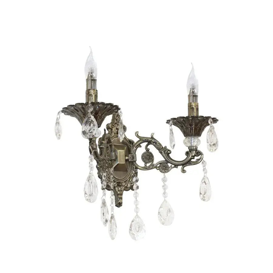 SANSSOUCI Royal Kinkiet, 2*E14, Metal i Kryształ, Antyczny Brąz