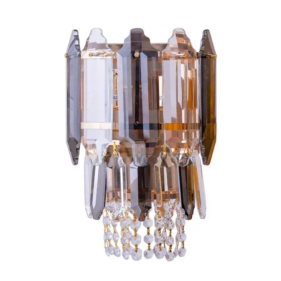 Lampa ścienna Leandro, 2*E14, czarna, metalowa i kryształowa