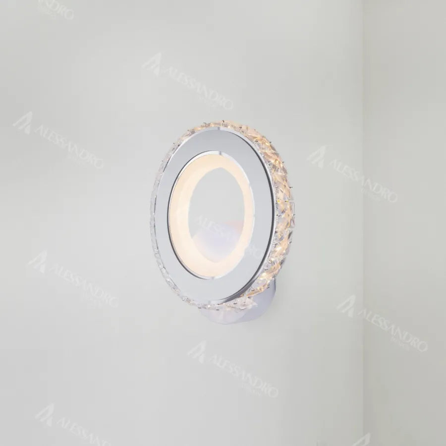 Borandis 20W LED Kinkiet, Biały z chromem, Akryl i Kryształ, Zimne/Ciepłe/Neutralne Światło