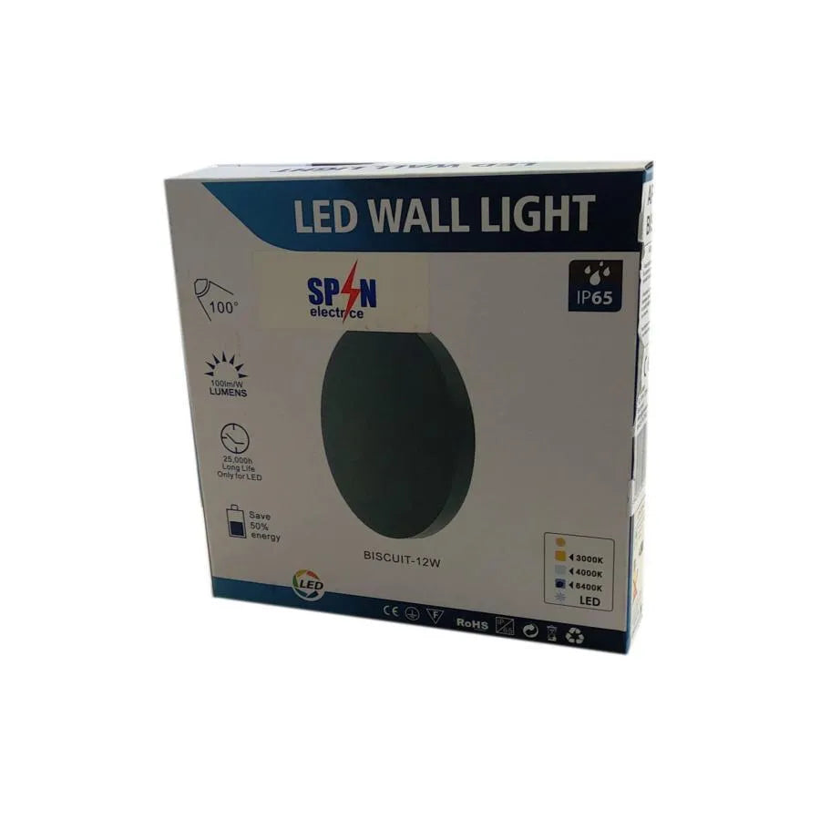 Molan 12W 6000K IP65 Szara lampa ścienna LED zewnętrzna