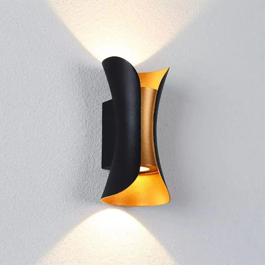 Pauline Outdoor LED Kinkiet, 10W, Metal, Czarny i Złoty