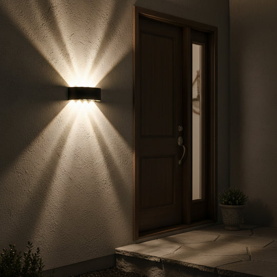 Zewnętrzny kinkiet LED Ellis, 8 W, 8 źródeł światła, ciepłe światło, czarne kinkiety zewnętrzne Domyślny tytuł Alessandro Design