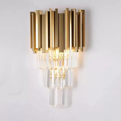 Lampa ścienna Maxim, 2*E14, złoto, metal i kryształ