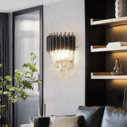 Lampa ścienna Mughi, 2*E14, metal i kryształ, czarno-złota