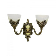 Rustykalna lampa ścienna COTTAGE, 2*E27, brąz z bielą, metal i szkło