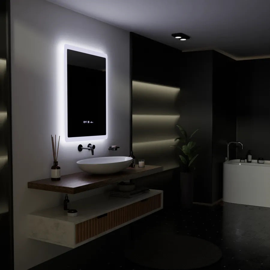 Lustro LED prostokątne 60x80cm Pugliesi MotionGlow Sensor Marcello Defog System Zegar i termometr Ściemnialny 