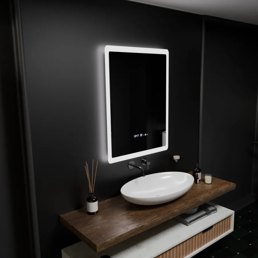 Lustro LED prostokątne 60x80cm Pugliesi MotionGlow Sensor Marcello Defog System Zegar i termometr Ściemnialny 