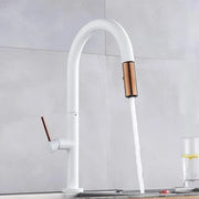 Bateria kuchenna z wyciąganą wylewką, mosiądz sanitarny, biały, CF/1035/A