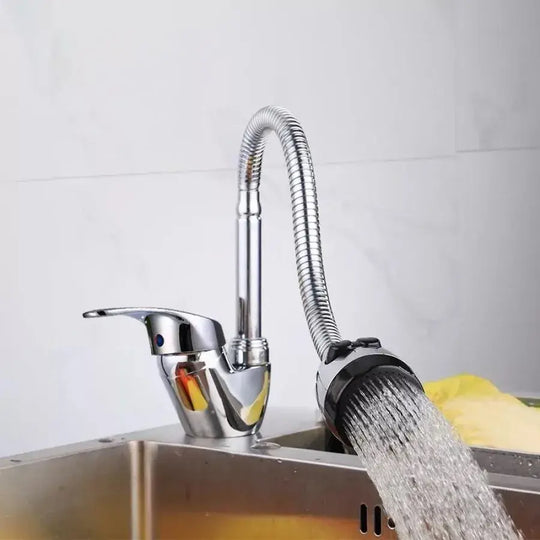 Błyszcząca chromowana bateria kuchenna LB003, elastyczny kran, wkład ceramiczny, kompletny zestaw z przyłączami i systemem mocowania Baterie kuchenne Domyślny tytuł Alessandro Design