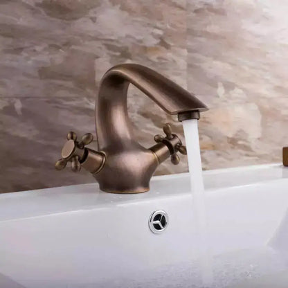 Bateria umywalkowa Swan Neck, mosiądz sanitarny, złoty, OD/2045