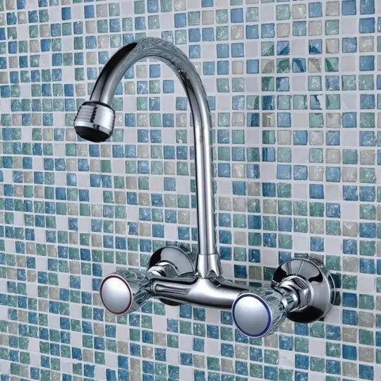 Bateria ścienna z rozetą i obrotową wylewką, stop, chrom, baterie łazienkowe PR001 Domyślny tytuł Alessandro Design