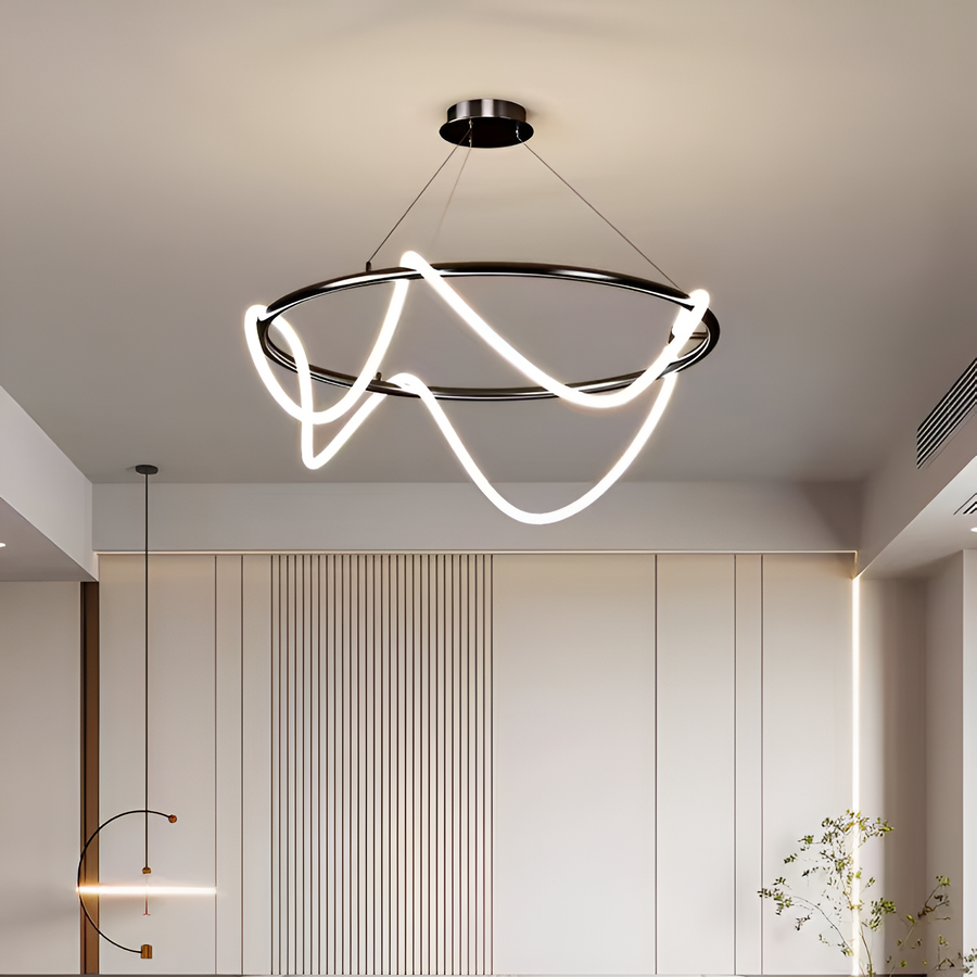Żyrandol wiszący LED Celeste z akrylu, 91 W, z pilotem, ściemnialny, średnica 60 cm, 3000 K/4000 K/6000 K, czarny