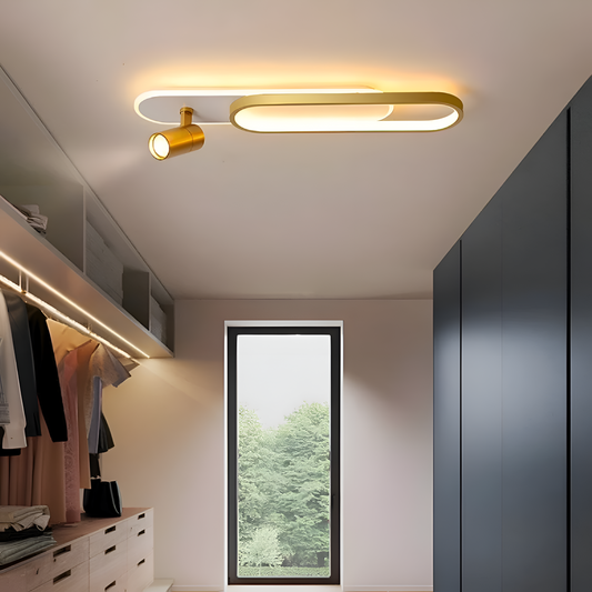 Żyrandol LED z regulowanym projektorem FISSO Camilla, 48W, światło zimne/ciepłe/neutralne 3000K/4000K/6000K, błyszczące złoto, metal i akryl