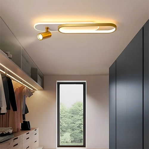 Żyrandol LED z regulowanym projektorem FISSO Camilla, 48W, światło zimne/ciepłe/neutralne 3000K/4000K/6000K, błyszczące złoto, metal i akryl