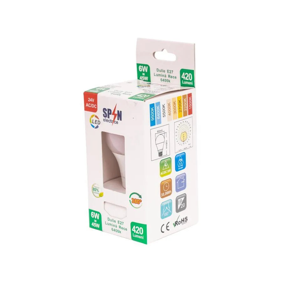 Żarówka LED E27, 6W, 6400K
