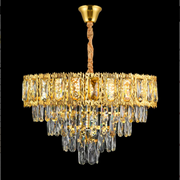 Candelabru Cristal BELVEDERE Nobile 5xE14, Diametru 40cm, Auriu Lucios, Inaltime Reglabila