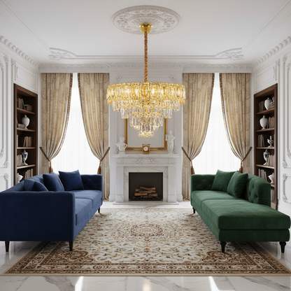 Candelabru Cristal BELVEDERE Eleganza 8xE14, Diametru 50cm, Auriu Lucios, Inaltime Reglabila Candelabre Cristal Default Title Alessandro Design
