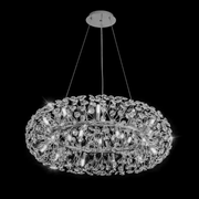 Żyrandol kryształowy SEGOVIA Magno 5x E14, średnica 60 cm, lśniące srebro, regulowana wysokość