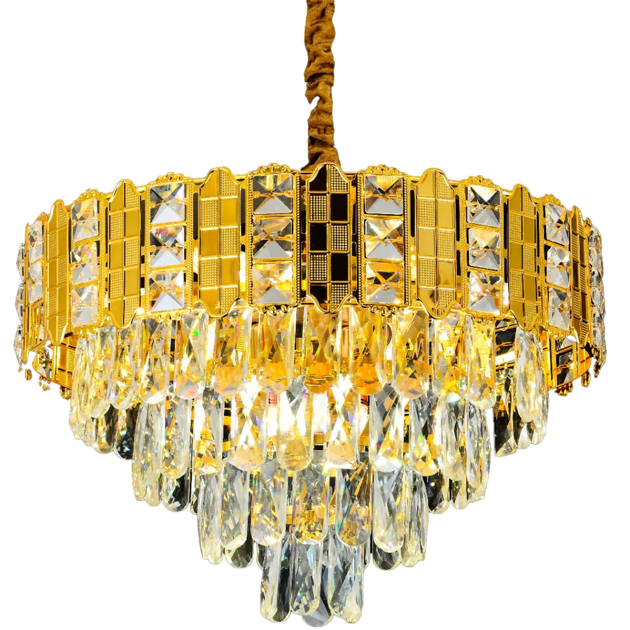 Candelabru Cristal CATHERINE Eleganza 8xE14, Diametru 50cm, Auriu Lucios, Inaltime Reglabila Candelabre Cristal Default Title Alessandro Design
