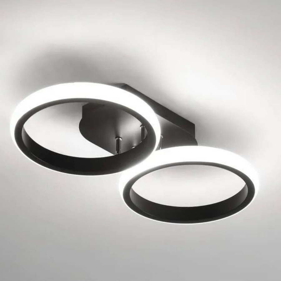 Żyrandol LED Celio, 16 W, 2 okręgi, zimne/ciepłe/neutralne światło, czarny