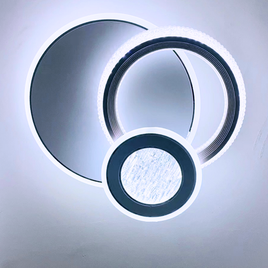 LED Fractalum Rondo, 36 W, 3 kółka, zimno/gorące/neutralne światło, czarne