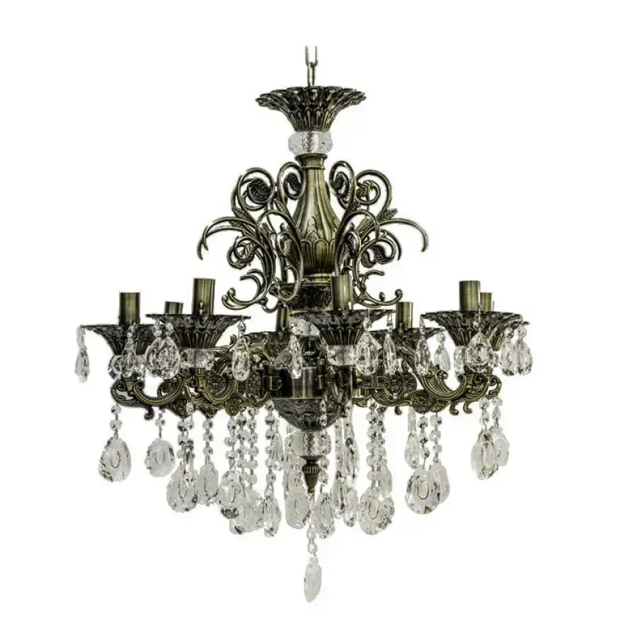 Żyrandol kryształowy SANSSOUCI Magno, 8xE14, średnica 65 cm, antyczny mosiądz 