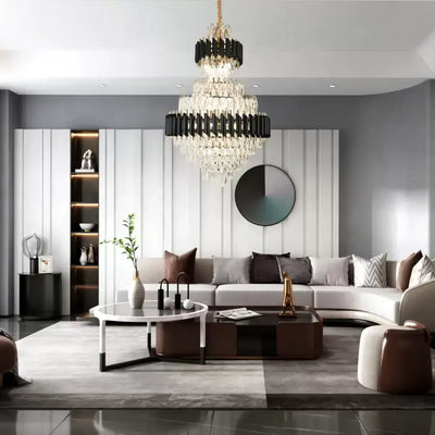 Żyrandol kryształowy VERSAILLES Grande Supremo 10xE14, średnica 60 cm x wysokość 90 cm, błyszczące złoto i czerń, regulowana wysokość 