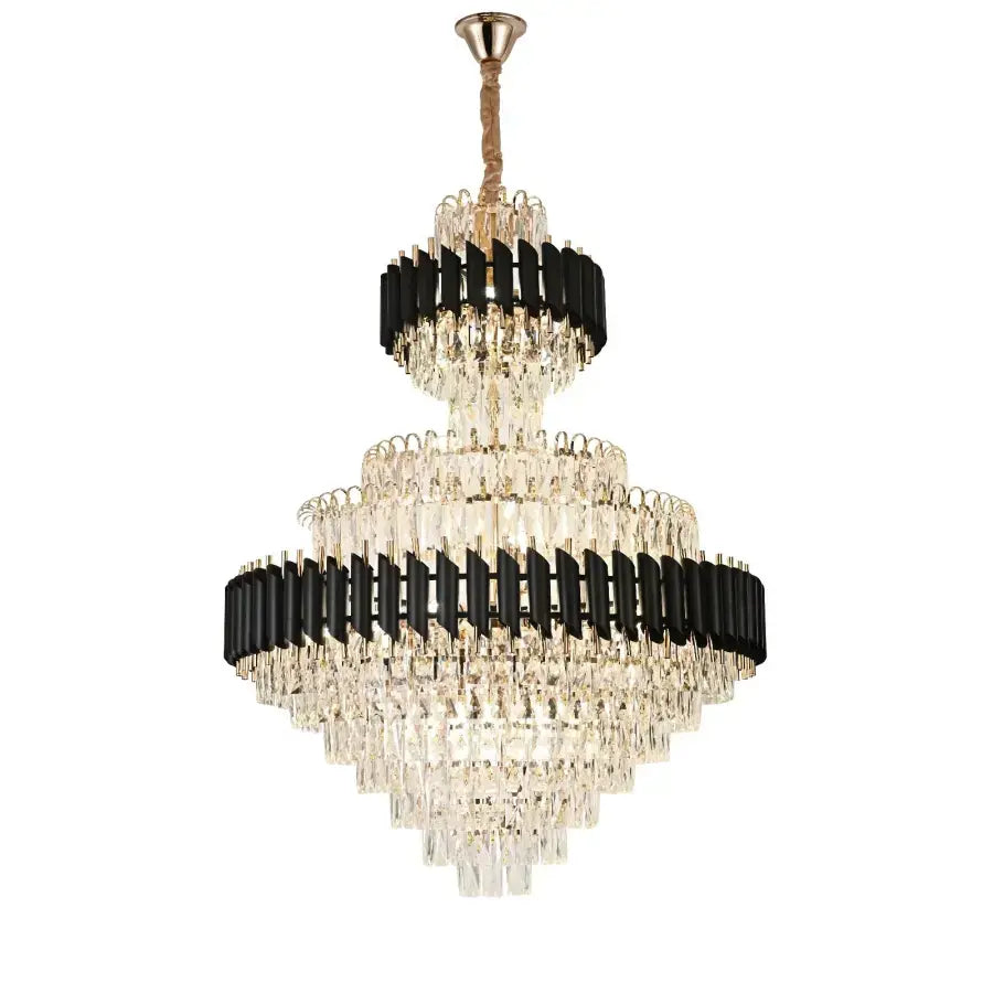 Żyrandol kryształowy VERSAILLES Grande Supremo 10xE14, średnica 60 cm x wysokość 90 cm, błyszczące złoto i czerń, regulowana wysokość 