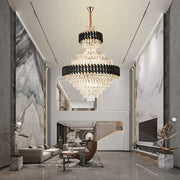 Żyrandol kryształowy VERSAILLES Supremo Reale 20xE27, średnica 80 cm x wysokość 110 cm, błyszczące złoto i czerń, regulowana wysokość 