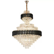 Żyrandol kryształowy VERSAILLES Supremo Reale 20xE27, średnica 80 cm x wysokość 110 cm, błyszczące złoto i czerń, regulowana wysokość 