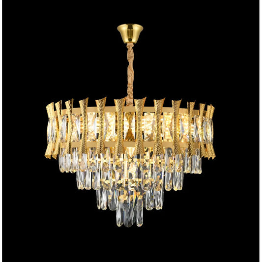 Żyrandol kryształowy HAMPTON Eleganza 7x E14, średnica 49 cm, błyszczące złoto, regulowana wysokość