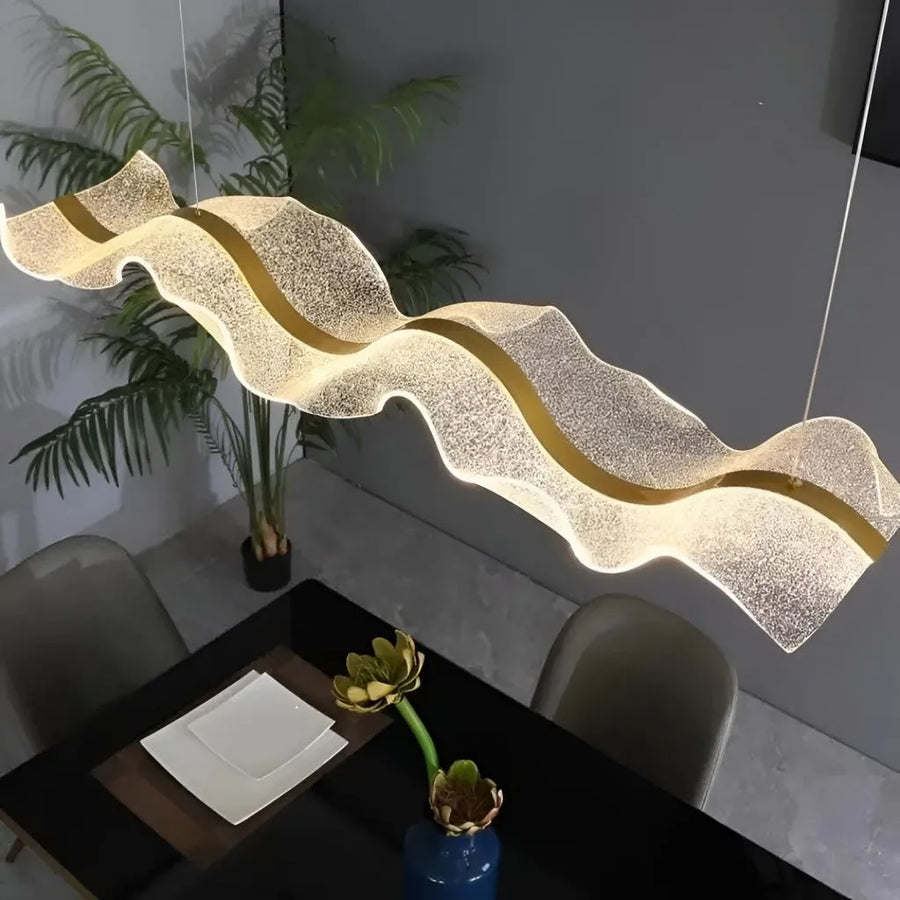 Żyrandol wiszący LED AMI 80W, liniowy, światło zimne/ciepłe/neutralne, złoty, regulowana wysokość