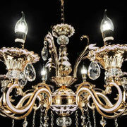 Żyrandol kryształowy Luciano, 6*E14, złoty, metal i kryształ 